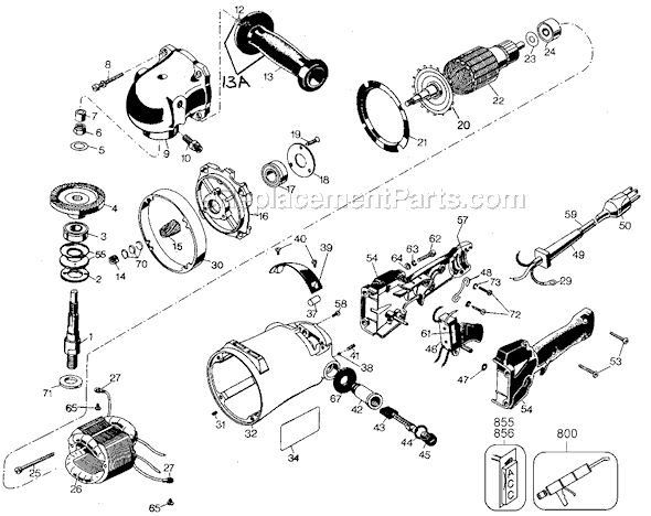 Page A Diagram and Parts List for 4075 Type 3 Black and Decker Sander Polisher